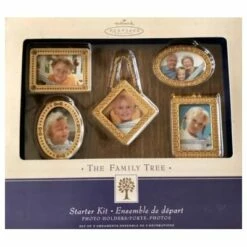 2003 Family Tree Starter Kit Set Of 5 Metal And Glass *Brass Look