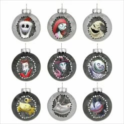 2023 The Nightmare Before Christmas Halloween Town Glass Balls Set Of 9