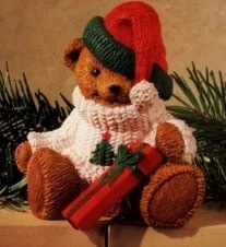1996 Teddy Bear In Sweater Stocking Hanger (Slightly Damaged Box)