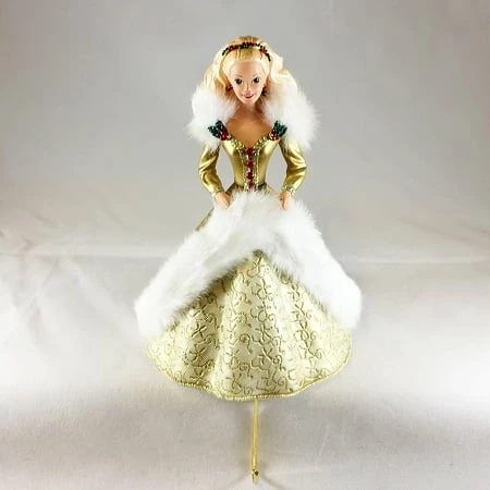 1995 Holiday Barbie Gold Dress Stocking Hanger (Damaged Box)