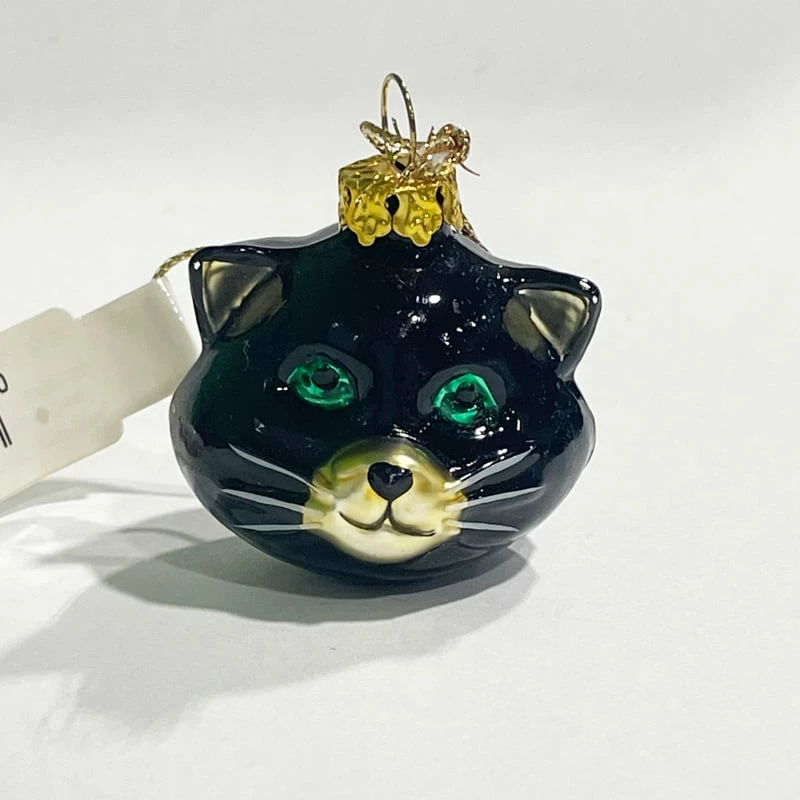 Blown Glass Black Cat Head *Halloween Trimmer