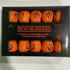 Vintage Boo Blinkers - Strand Of 10 Blinking Jack-o-Lantern Lights *Halloween