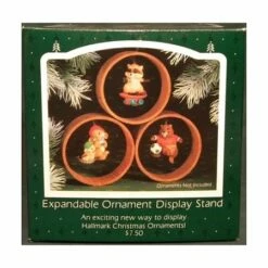 1985 Expandable Ornament Display Stand Holds 3 Ornaments