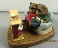 1987 Mini Memories Raccoons At Fireplace