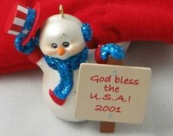 2001 Cool Patriot Snowman*Club Issued In Red Felt Bag