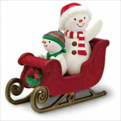 2016 Twinkling Sleigh Ride Ornament (Replica Of Plush Snowmen) *Magic (Slightly Damaged Box)