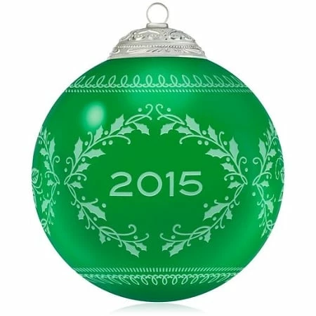 2015 Christmas Commemorative 3rd Green Glass Ball