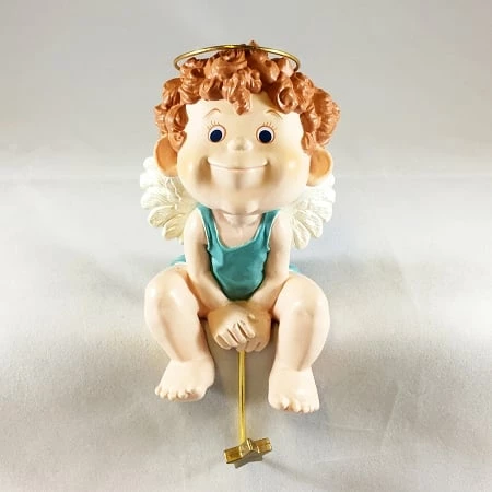 1986 Blue Sitting Angel Stocking Hanger(Slightly Damaged Box)