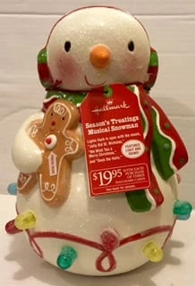 2010 Season's Treatings Musical Gumdrop Snowman With Gingerbread Porcelain
